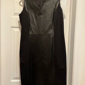 Banana Republic Black Leather Midi Dress Size 14